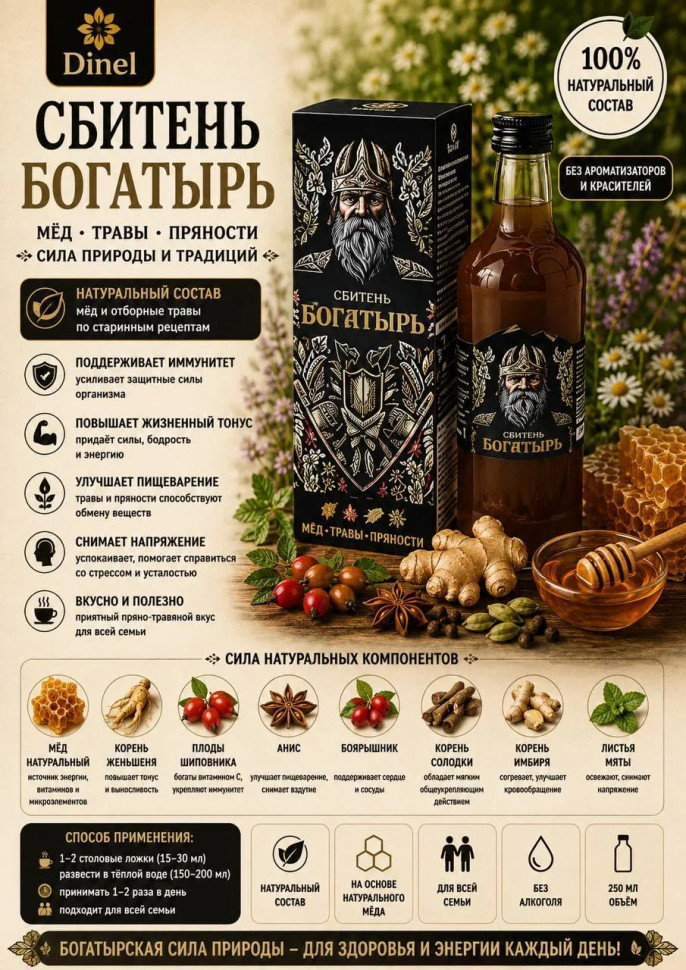  Сбитень Богатырь, 250мл  в Жуковском