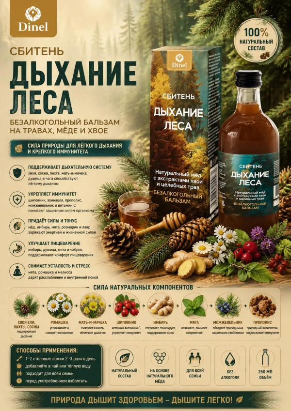 №3 Сбитень Дыхание леса, 250мл  в Жуковском